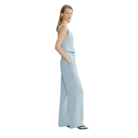 NWT  ($148) - Aritzia Effortless Pant - Crepette, Dew Blue, Size 12 - Picture 2 of 8
